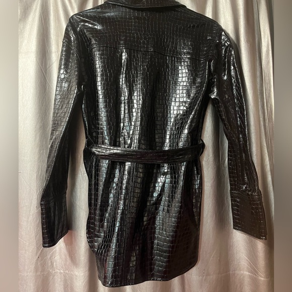 Zara Black Faux Leather Crocodile Texture Jacket L - Picture 3 of 3